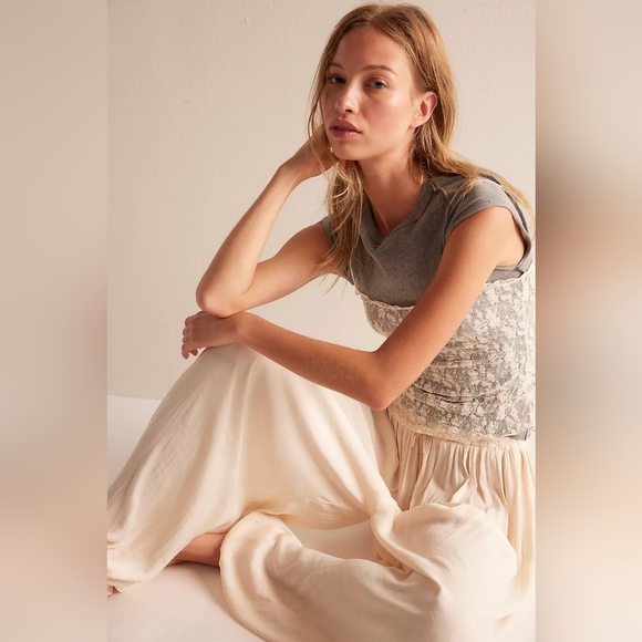 🪷NWT Free People FP Intimately Sleepover Crush Balloon Pant, Toasted Eggnog L - Picture 5 of 7